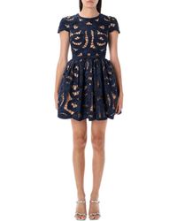 Self-Portrait Embroidered Mini Dress in Blue | Lyst