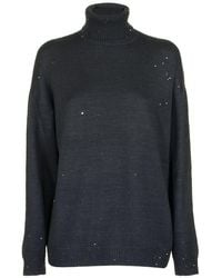 Brunello Cucinelli Cashmere And Silk Diamond Yarn Turtleneck Sweater - Multicolor