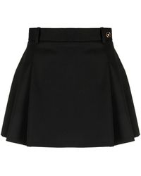 Versace Medusa-button Pleated Mini Skirt - Black