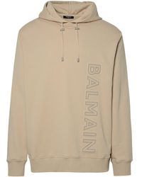 Balmain - Beige Cotton Sweatshirt - Lyst