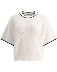 Brunello Cucinelli - Linen Sweater With Sequins - Lyst