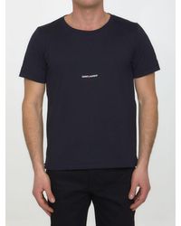 Saint Laurent - Men Logo Crew Neck T-shirt - Lyst