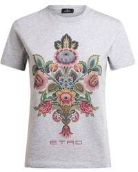 Etro - Cotton T-Shirt With Placed Print - Lyst