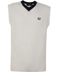 Fred Perry - Fp V-neck Knitted Tank Top Clothing - Lyst