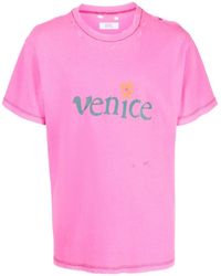 ERL - Venice Cotton And Linen Blend T-shirt - Lyst