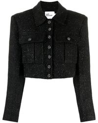 Self-Portrait - Black Boucle Cropped Jacket Clothing - Lyst