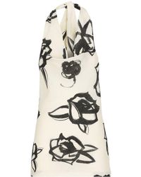 MSGM - Linen Blouse With Graphic Rose Print - Lyst