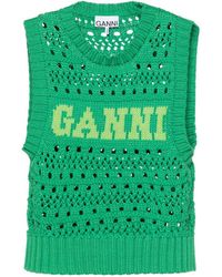Ganni - Logo Cotton Blend Vest - Lyst