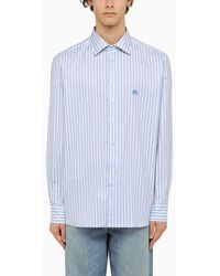 Etro - White/light Blue Striped Long Sleeved Shirt - Lyst