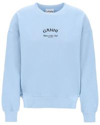 Ganni - Organic Cotton Insulated Sweatshirt For - Lyst
