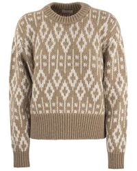 Brunello Cucinelli - Dazzling Vintage Jacquard Cashmere Sweater Feather - Lyst