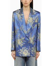 Etro - Jacquard Double-Breasted Jacket With Floral Pattern - Lyst