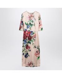 Dolce & Gabbana - Midi Dress With Floral Print - Lyst