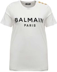 Balmain - White Organic Cotton T-shirt With Logo Woman - Lyst