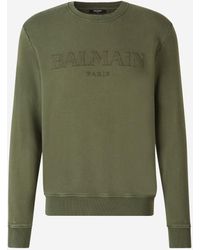 Balmain - Cotton Sweatshirt Without Hood Logo - Lyst