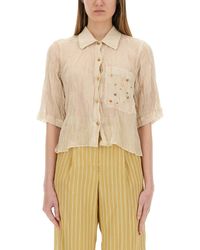 Alysi - Cotton Gauze Shirt With Appliqués - Lyst