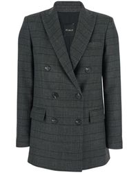Plain - Double-Breasted Jacket With Peak Revers And All-Over Striped Motif - Lyst