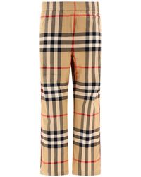 Burberry - Check Cotton Twill Trousers - Lyst
