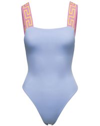 Versace - Light One-Piece Swimsuit With Greca Motif On The Straps - Lyst