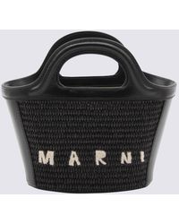 Marni - Black Raffia And Leather Tropiacalia Micro Satchel Bag - Lyst