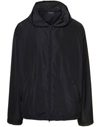 Balenciaga - Black Hooded Windbreaker Jacket - Lyst