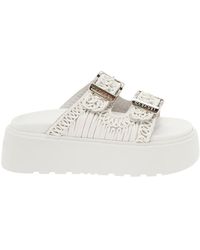 Casadei - 'Birky Ale' Slippers With Cornely Embroidery And Xl Buckles - Lyst