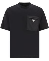 Prada - Jersey And Re-Nylon T-Shirt - Lyst