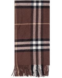 Burberry - Wool Check Scarf With Fringes - Lyst