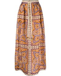 Zimmermann - Paisley Print Long Cotton Skirt - Lyst