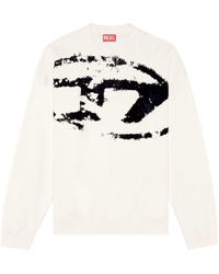 DIESEL - Boxt-N5 Sweatshirt With Distressed Flocked Logo - Lyst
