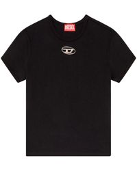 DIESEL - Cotton T-shirt With Metal Oval D Logo - Lyst