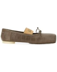 MM6 by Maison Martin Margiela - Crocodile-Effect Leather Ballerina - Lyst