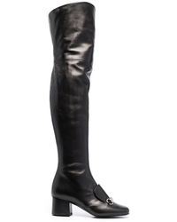Gucci Heeled Thigh-high Boots in Natural | Lyst
