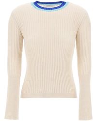 Dries Van Noten - Contrast Collar Pullover Sweater With Tire - Lyst