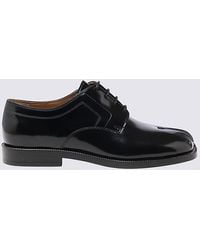Maison Margiela - Black Leather Tabi Lace Up Shoes - Lyst