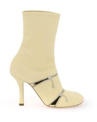 Burberry - Leather Peep Ankle Boots - Lyst