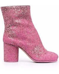 Maison Margiela Tabi Glittery Ankle Boots - Pink
