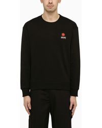 KENZO - Black Crewneck Sweater With Logo - Lyst