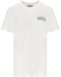 Ganni - Relaxed Loveclub Off- T-Shirt - Lyst