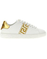 Versace - Greca Embroidered Sneakers - Lyst