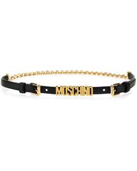 - Save 9% Moschino Leather Belt With Logo in Nero Womens Belts Moschino Belts Black 
