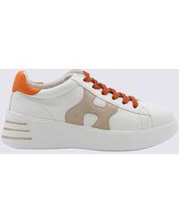 Hogan - White And Orange Leather Rebel Sneakers - Lyst