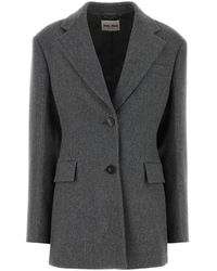 Miu Miu - Three-Button Wool Blazer With Padded Shoulders - Lyst