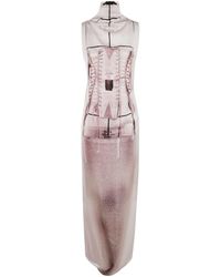 Jean Paul Gaultier - Draped Long Dress With Trompe L'Œil Print - Lyst