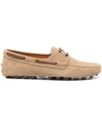 Tod's - Suede Gommino Bubble Lace-Up Boat Loafers Shoes - Lyst