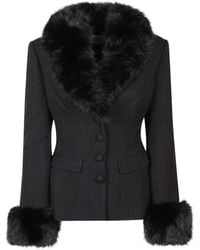 Self-Portrait - Tailored Boucle Fur Jacket - Lyst