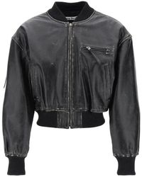 Acne Studios - Aged Leather Bomber Jacket With Distressed Treatment - Lyst