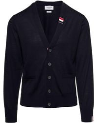 Thom Browne - Overisze Cardigan With Tricolor Band - Lyst