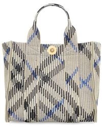 Burberry - Check Motif Mini Tote Bag - Lyst
