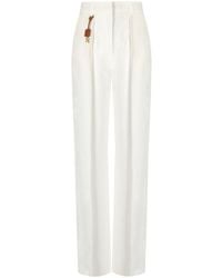 Elisabetta Franchi - Ivory Pants With Charms - Lyst